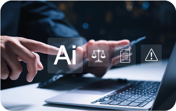 Line illustration showing the balance between human expertise and legal technology efficiency