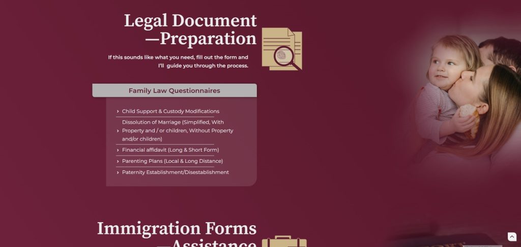 Selecting a legal document preparation service to submit a form
