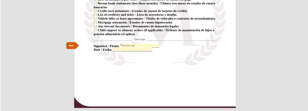 Locating the signature field to digitally sign and submit a form