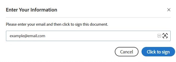 Entering an email address to verify identity and submit a form
