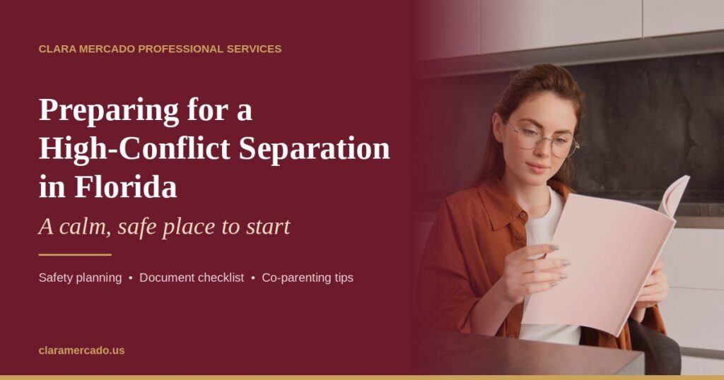 Florida divorce preparation guide: preparing for a high-conflict separation in Florida, a calm, safe place to start