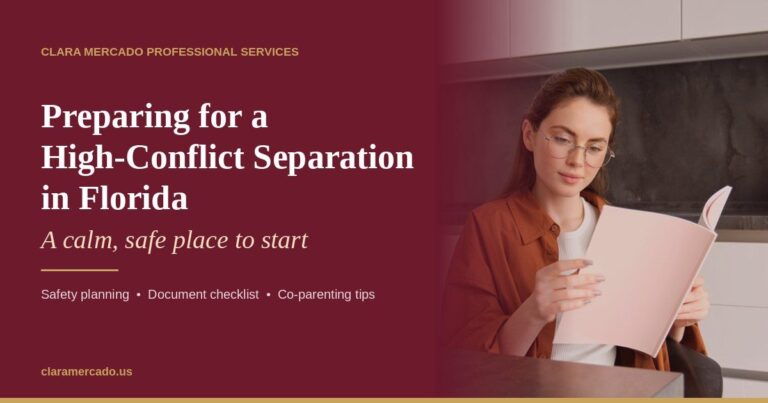 Florida divorce preparation guide: preparing for a high-conflict separation in Florida, a calm, safe place to start